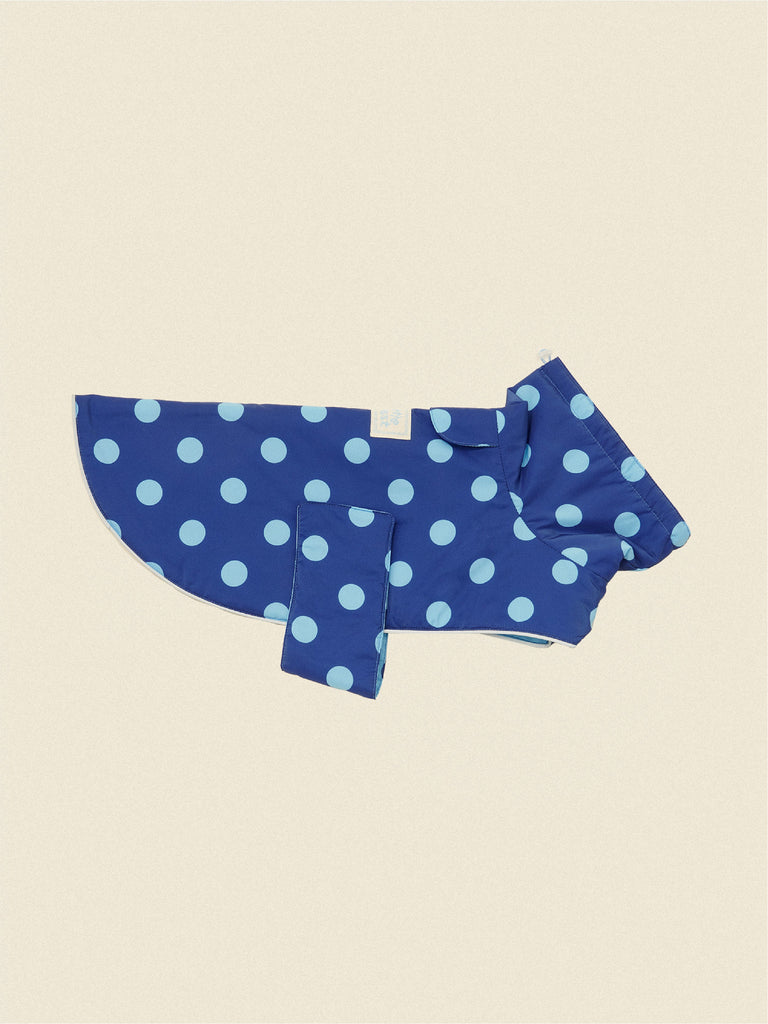 Little Beast Dog Parka Blue Polka Dots Rain Jacket