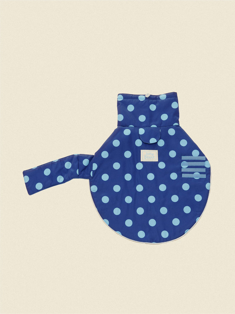 Little Beast Dog Parka Blue Polka Dots Rain Jacket