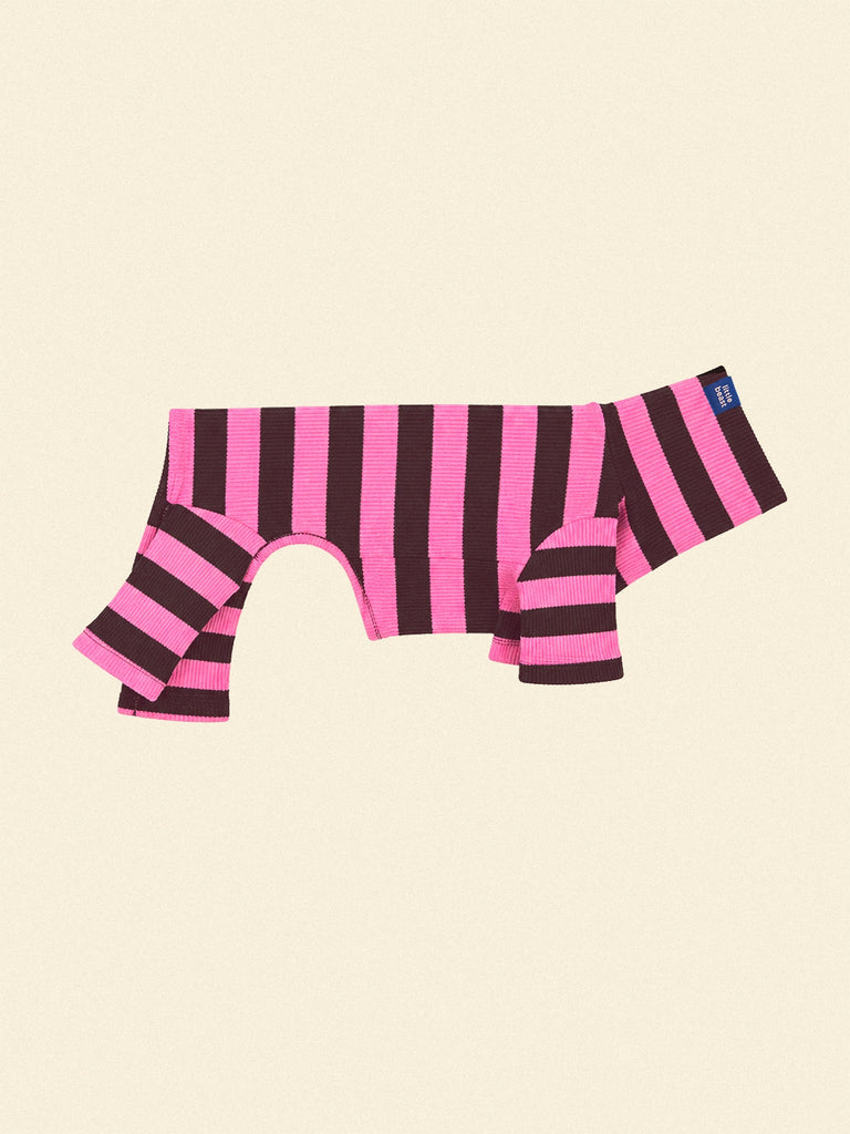 Little Beast Dog Stripe Onesie Pink Brown / XXS Cheshire Onesie