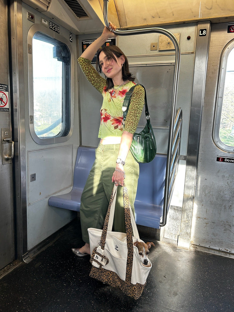 Little Beast Dog Carrier Leopard / OS Ended Up in New York Canvas Tote