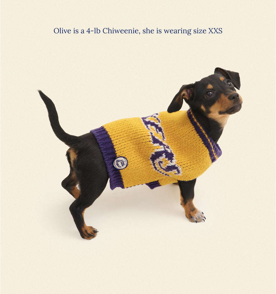 Little Beast Dog Sweater Los Angeles Lakers Dog Sweater - NBA