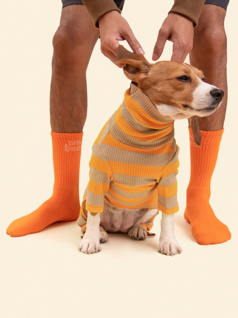 Little Beast Dog Stripe Onesie Peanut Butter Onesie