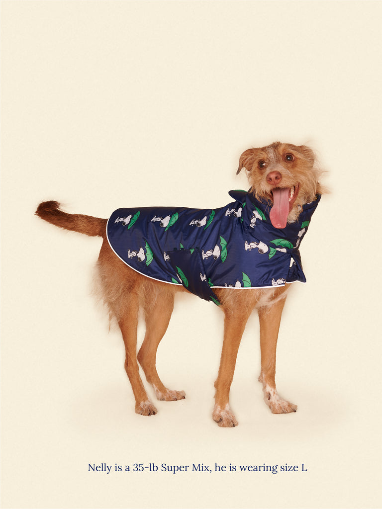 Little Beast Dog Raincoat Snoopy and Woodstock Raincoat - Navy