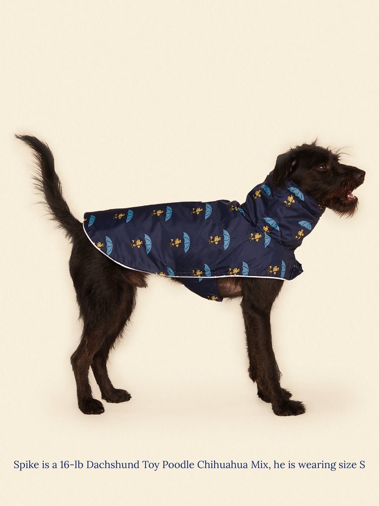 Little Beast Dog Raincoat Snoopy and Woodstock Raincoat - Navy