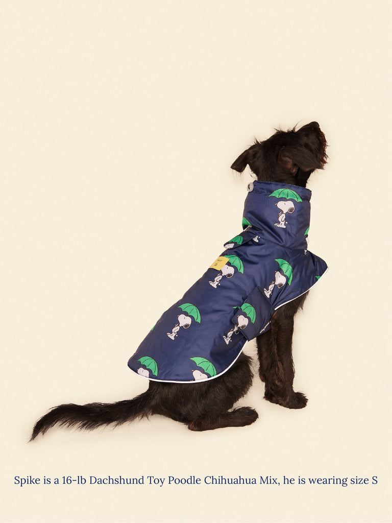 Little Beast Dog Raincoat Snoopy and Woodstock Raincoat - Navy