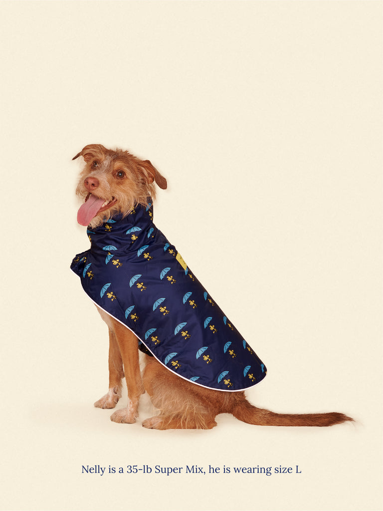 Little Beast Dog Raincoat Snoopy and Woodstock Raincoat - Navy