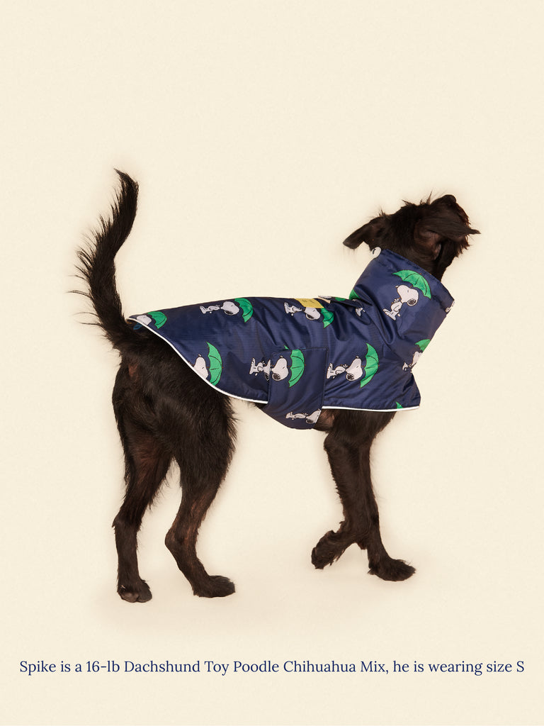 Little Beast Dog Raincoat Snoopy and Woodstock Raincoat - Navy