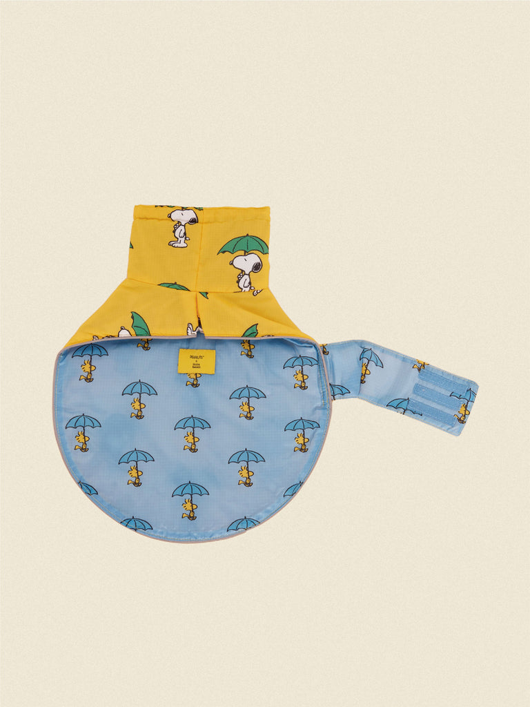 Little Beast Dog Raincoat Snoopy and Woodstock Raincoat - Yellow / Blue