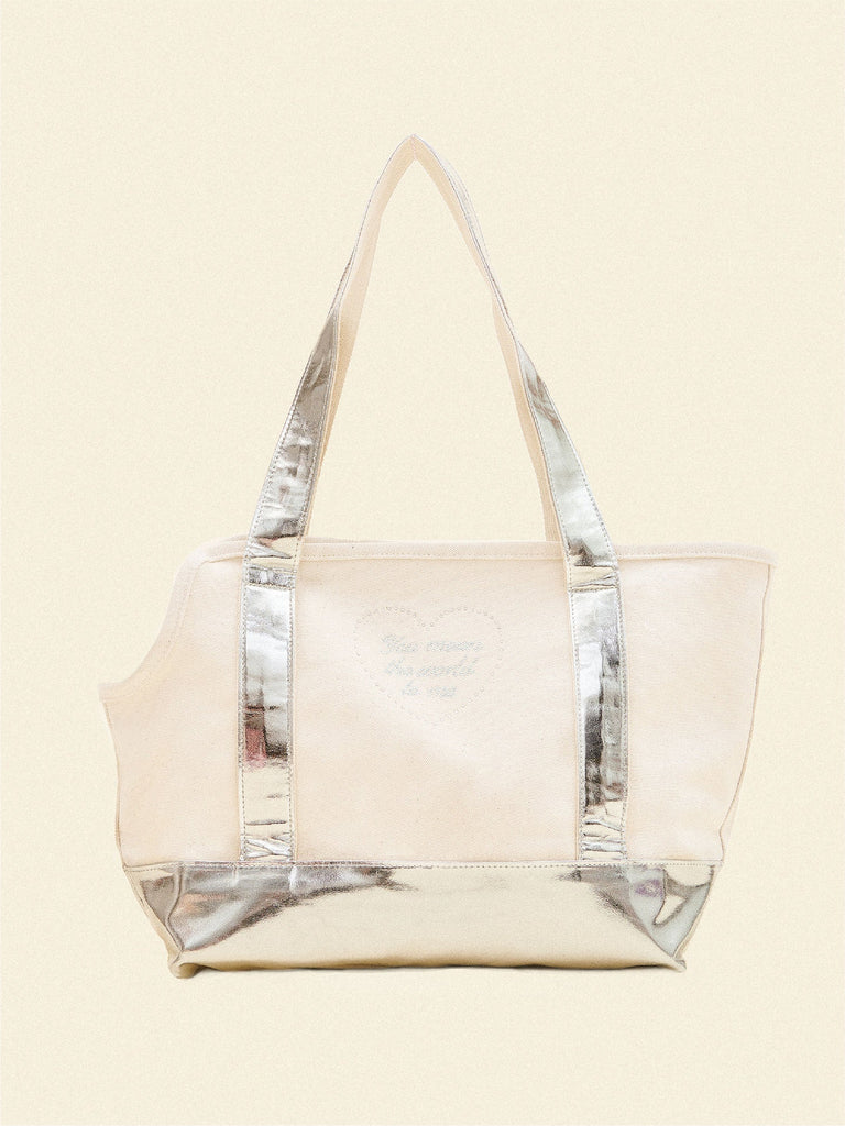 You Mean The World To Me Tote - Silver